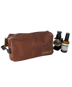 Faux leather men's personalised wash bag from Etsy store