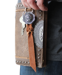 Western Leather Concho Keychain