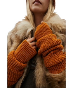 Urban Outfitters Slouch Knit Fingerless Gloves Orange