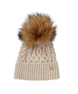 Cable knit Bobble hat oatmeal