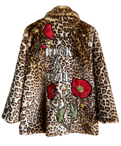 Denim and Bone Rock & Roll Leopard Print Faux Fur Coat - Vintage Western Fashion