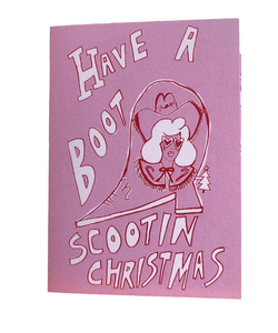 Morwenna Farrell Cowgirl Christmas Card Bootin Scootin Christmas Pink Teddy Girl Club
