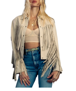 Mustang Western leather jacket with fringe and Western back panel - Understated Leather