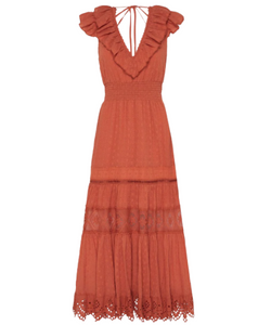 Daisy Chain frill embroidered scalloped cut-out boho fashion maxi dress - Nepenthe