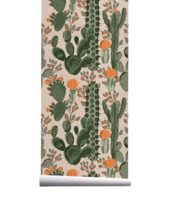Orange cactus removable wallpaper - Etsy