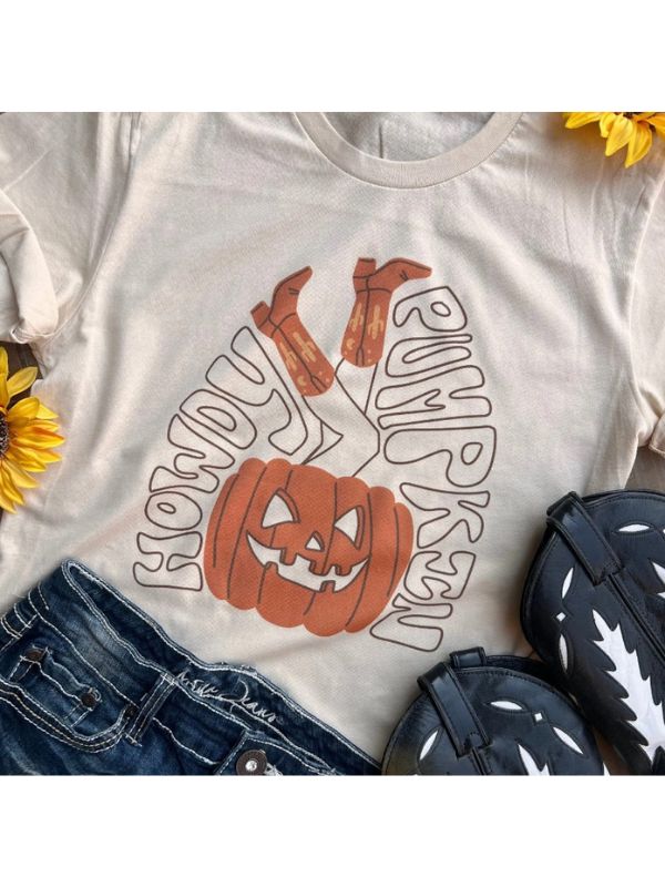 Howdy pumpkin tshirt with cowboy boots