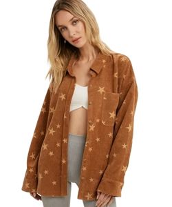 Starry nights brown cord shacket