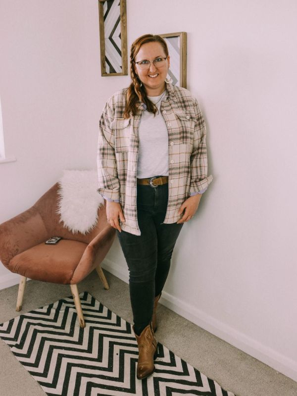 Western outfit of the day - Mel Fielden - plaid shirt and Ariat cowboy boots