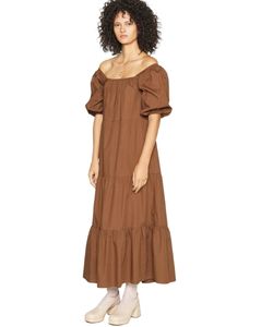 Tiered brown maxi dress western style