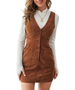single-breasted-patch-pocket-cord-pinafore-dress-shein