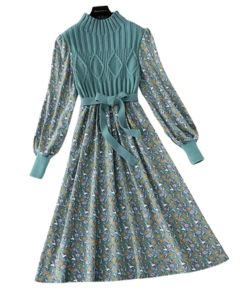 handmade-knitted-corduroy-long-sleeve-sweater-dress-etsy
