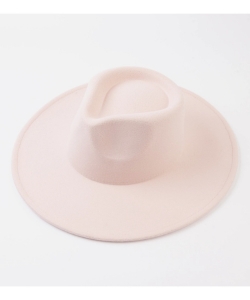 Rose pink wide brim hat vegan felt