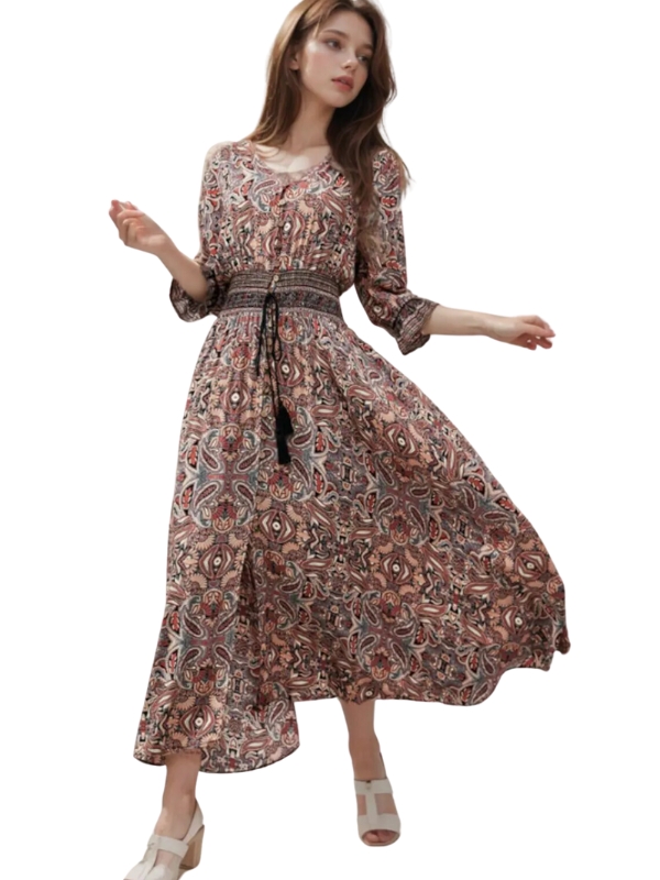 Smocked maxi boho dress