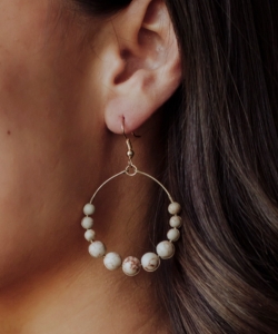 Taupe beaded dangle earrings