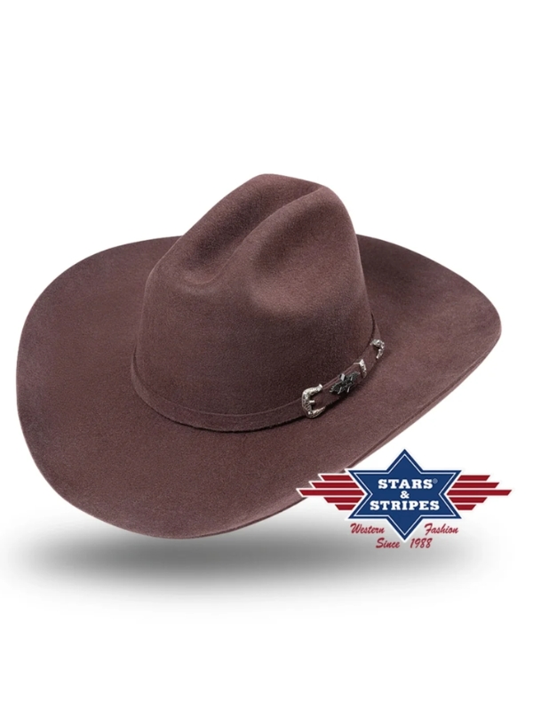 Brown felt cowboy hat