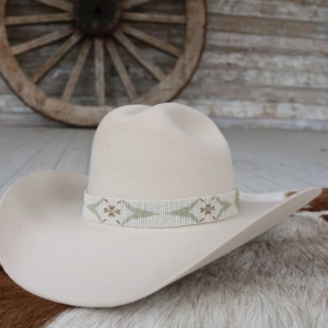 Sage beaded western hat band