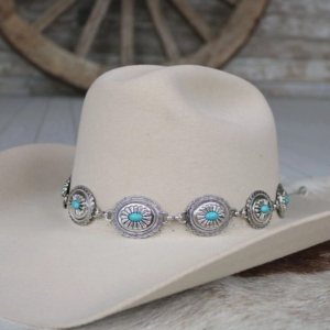Silver and turquoise concho hat band