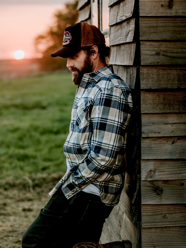 Men's blue check western shirt