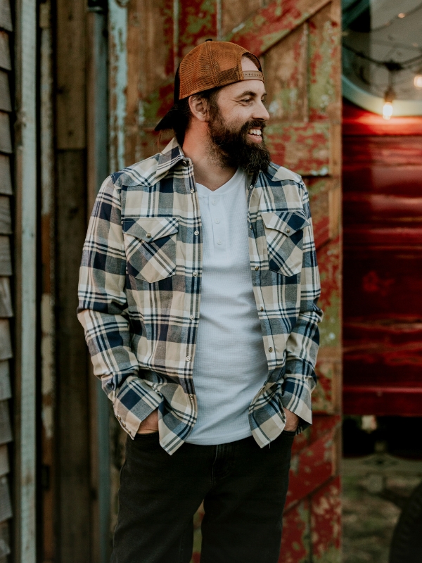 Blue check western shirt