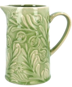 green-floral-stoneware-jug