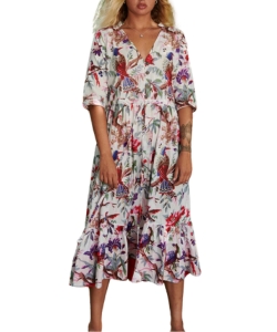 bird-boho-print-midi-dress