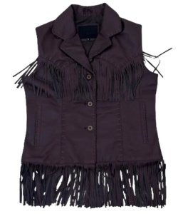 black-leather-western-fringe-vest