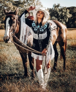 black-western-fringe-shirt-dress