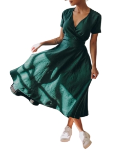 deep-green-linen-midi-dress