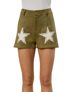 olive-faux-suede-star-shorts