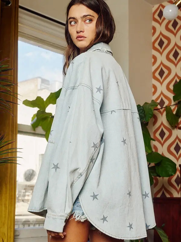 Denim stars shacket
