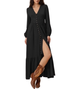 boho-black-button-up-dress