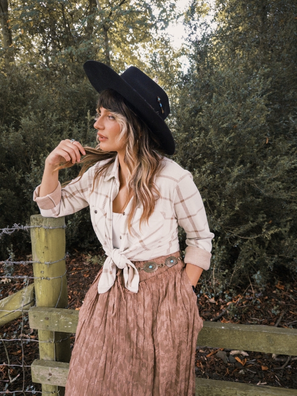 Brown lace floral maxi skirt