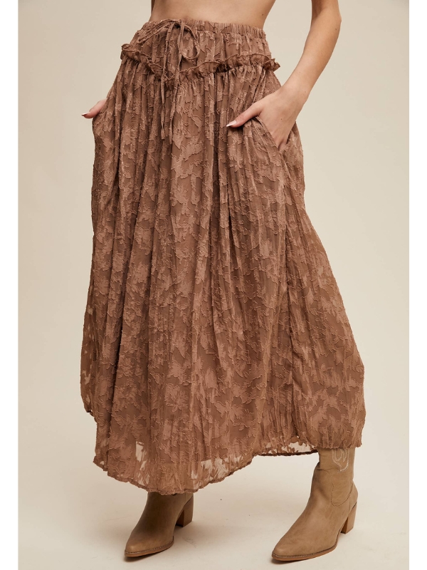 brown-floral-textured-maxi-skirt