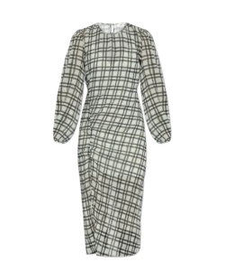 Black & white plaid midi dress