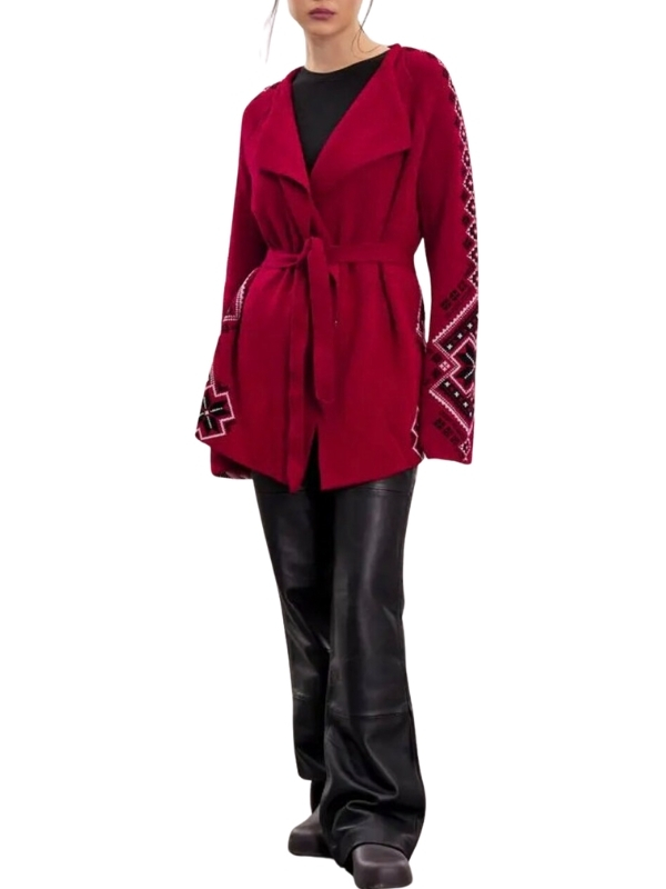 red-geometric-boho-cardigan
