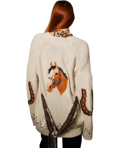 Knit western horse cardigan