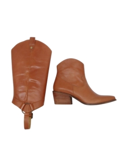 Women's tan leather cowboy boots