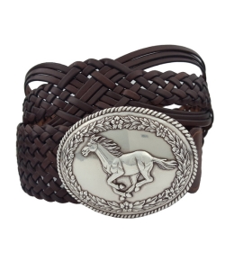 Silver western horse buckle belt