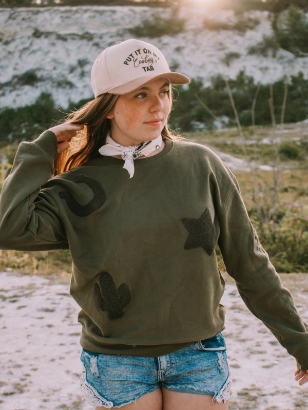 olive-western-textured-patchwork-sweatshirt