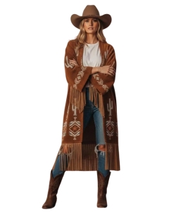 Western cactus print kimono duster