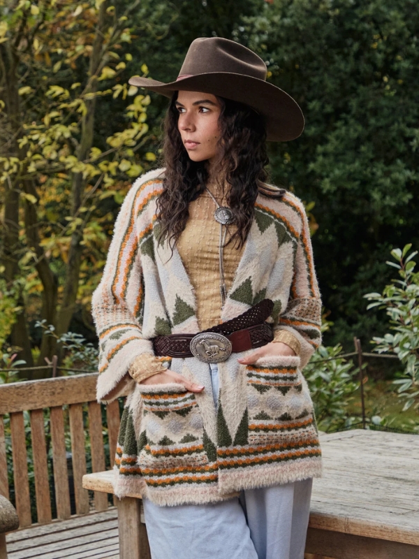 Faux fur pocket cardigan kimono