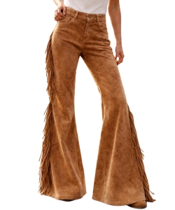 western-tan-suede-fringe-flare-trousers