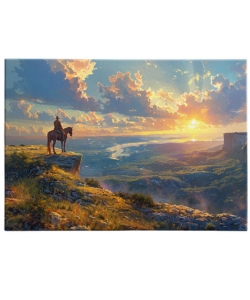 cowboy-mountain-sunset-canvas-artwork