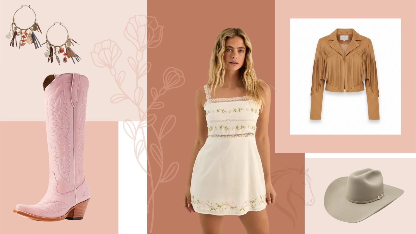 Feminine, sexy festival outfit in western boho style