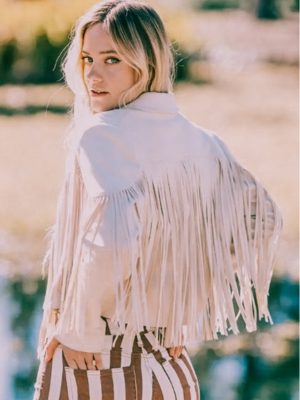 Faux suede fringe jacket