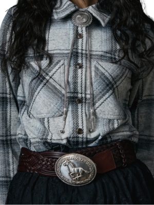 western-horse-buckle-braided-belt